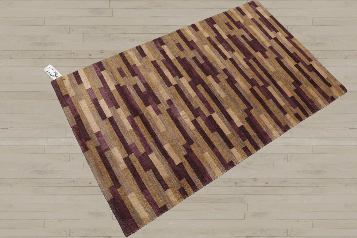 3x5 Aubergine, Brown, Beige Color Hand Knotted Tibetan 100% Wool Modern & Contemporary Oriental Rug