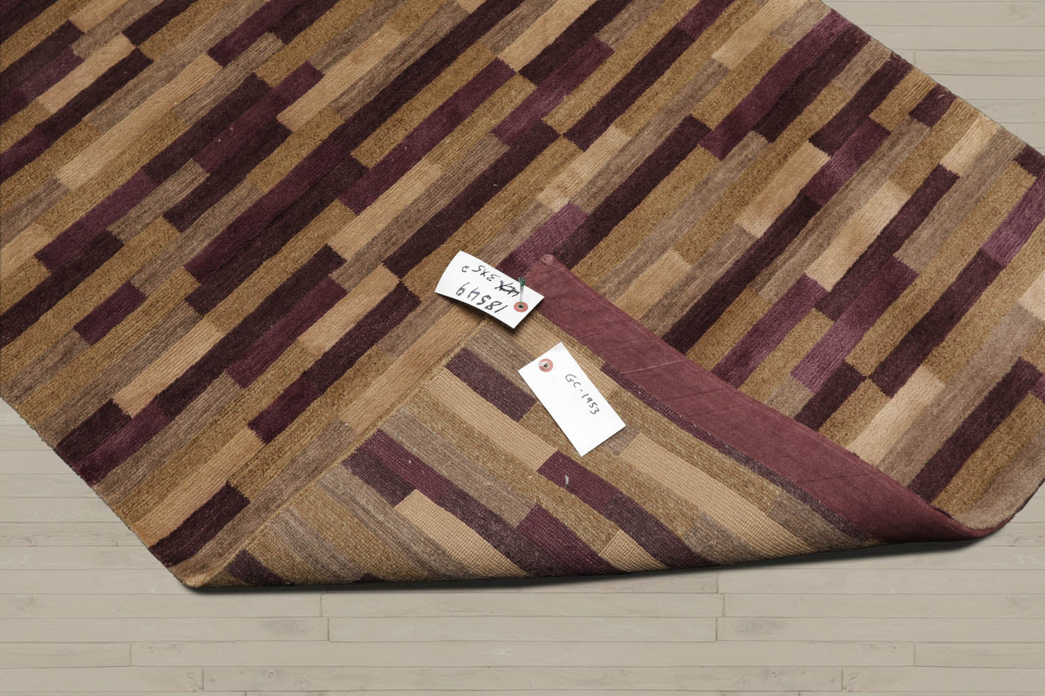 3x5 Aubergine, Brown, Beige Color Hand Knotted Tibetan 100% Wool Modern & Contemporary Oriental Rug