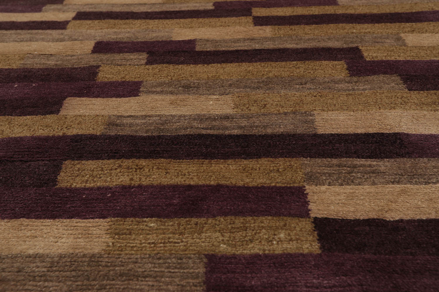 3x5 Aubergine, Brown, Beige Color Hand Knotted Tibetan 100% Wool Modern & Contemporary Oriental Rug
