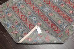 4x6 Celadon, Gray, Burnt Orange Color Hand Knotted  100% Wool Transitional Oriental Rug