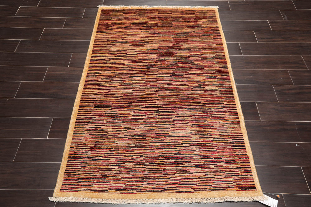 4x6 Gold, Rust, Beige Color Hand Knotted Peshawar 100% Wool Traditional Oriental Rug