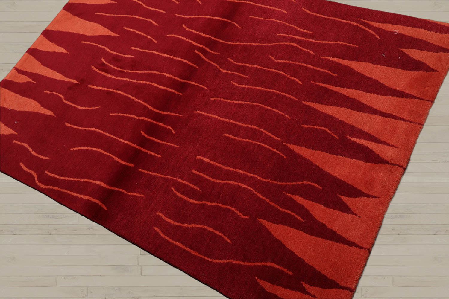 4x6 Red, Peach, Color Hand Knotted Tibetan 100% Wool Modern & Contemporary Oriental Rug