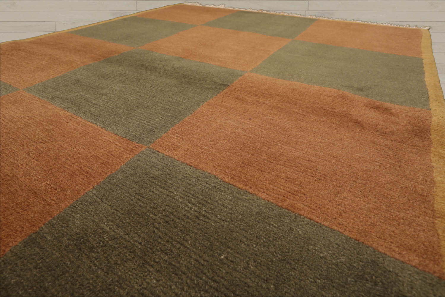 4x6 Brown, Green, Gold Color Hand Knotted Tibetan 100% Wool Modern & Contemporary Oriental Rug