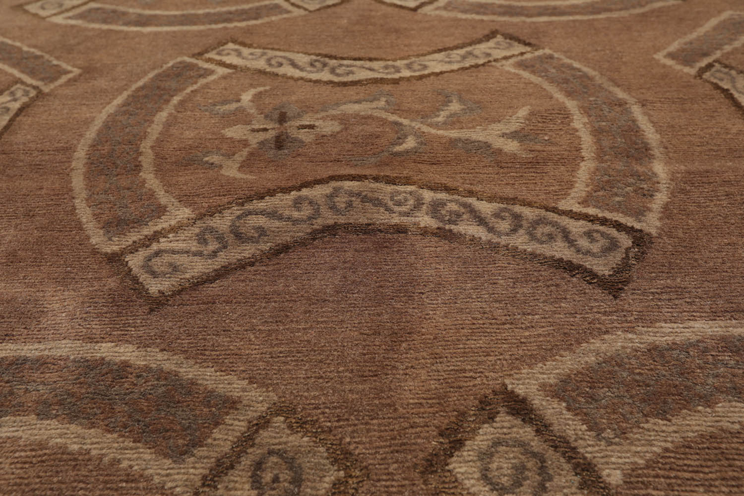 4x6 Taupe, Brown, Beige Color Hand Knotted Tibetan 100% Wool Transitional Oriental Rug