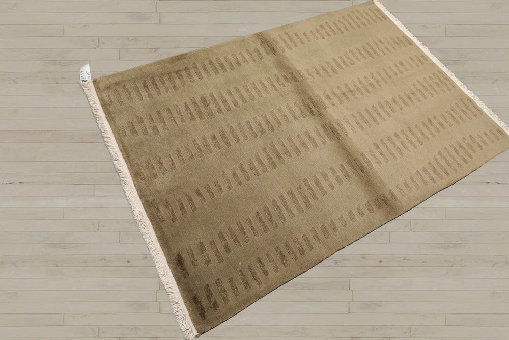 4x6 Olive Green, , Color Hand Knotted Tibetan 100% Wool Modern & Contemporary Oriental Rug