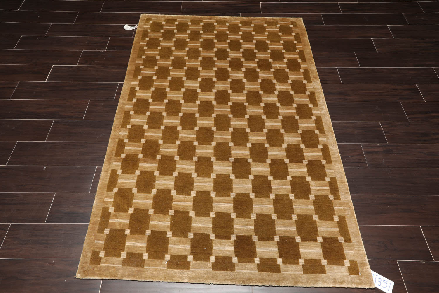 4x6 Brown, Olive, Color Hand Knotted  100% Wool Modern Oriental Rug