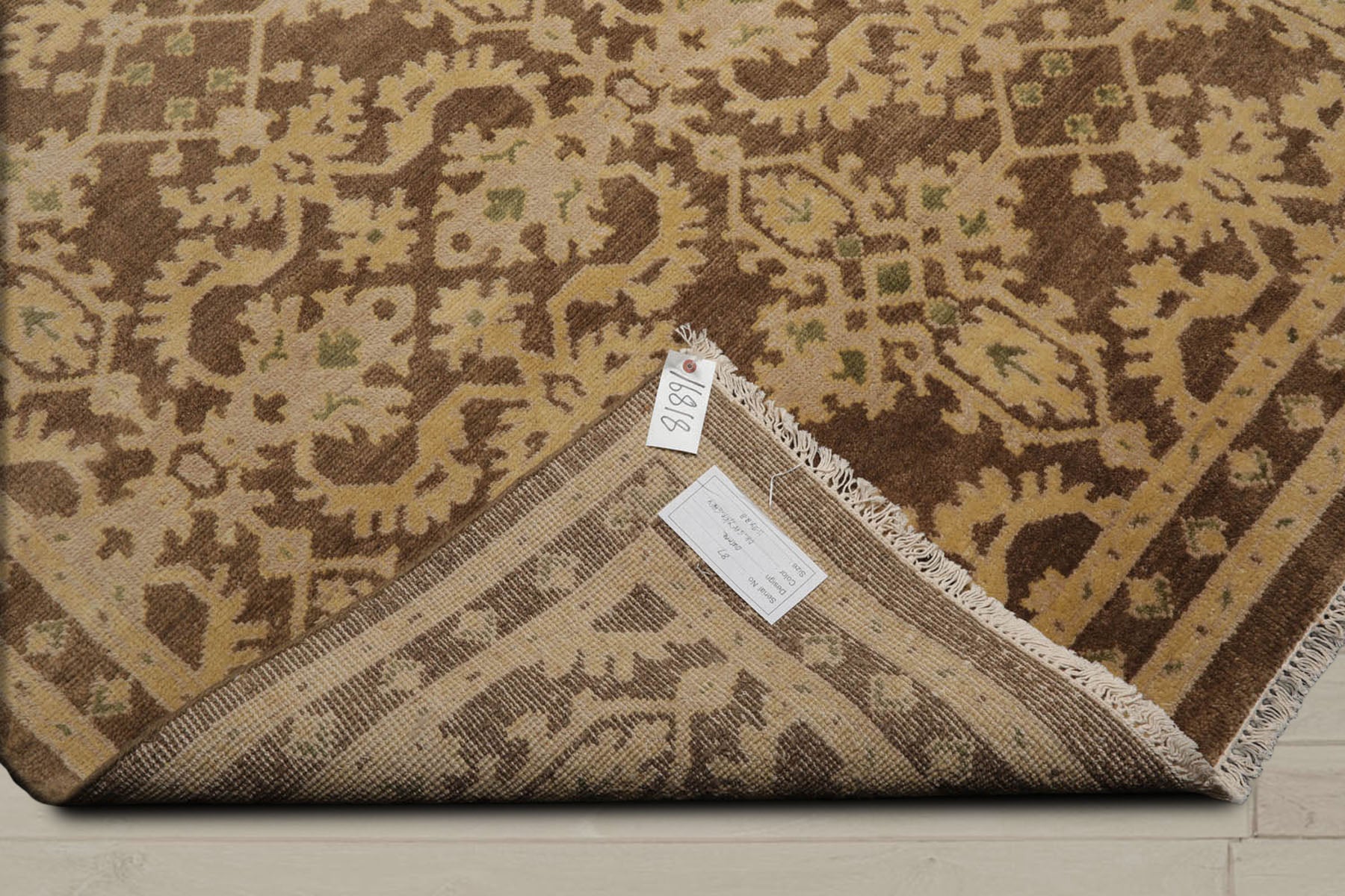 9x12 Brown, Tan, Light Gold Color Hand Knotted Turkish Oushak 100% Wool Traditional Oriental Rug