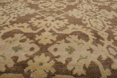 9x12 Brown, Tan, Light Gold Color Hand Knotted Turkish Oushak 100% Wool Traditional Oriental Rug