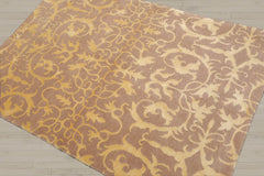 4x6 Beige, Light Gold, Color Hand Knotted Tibetan 100% Wool Transitional Oriental Rug
