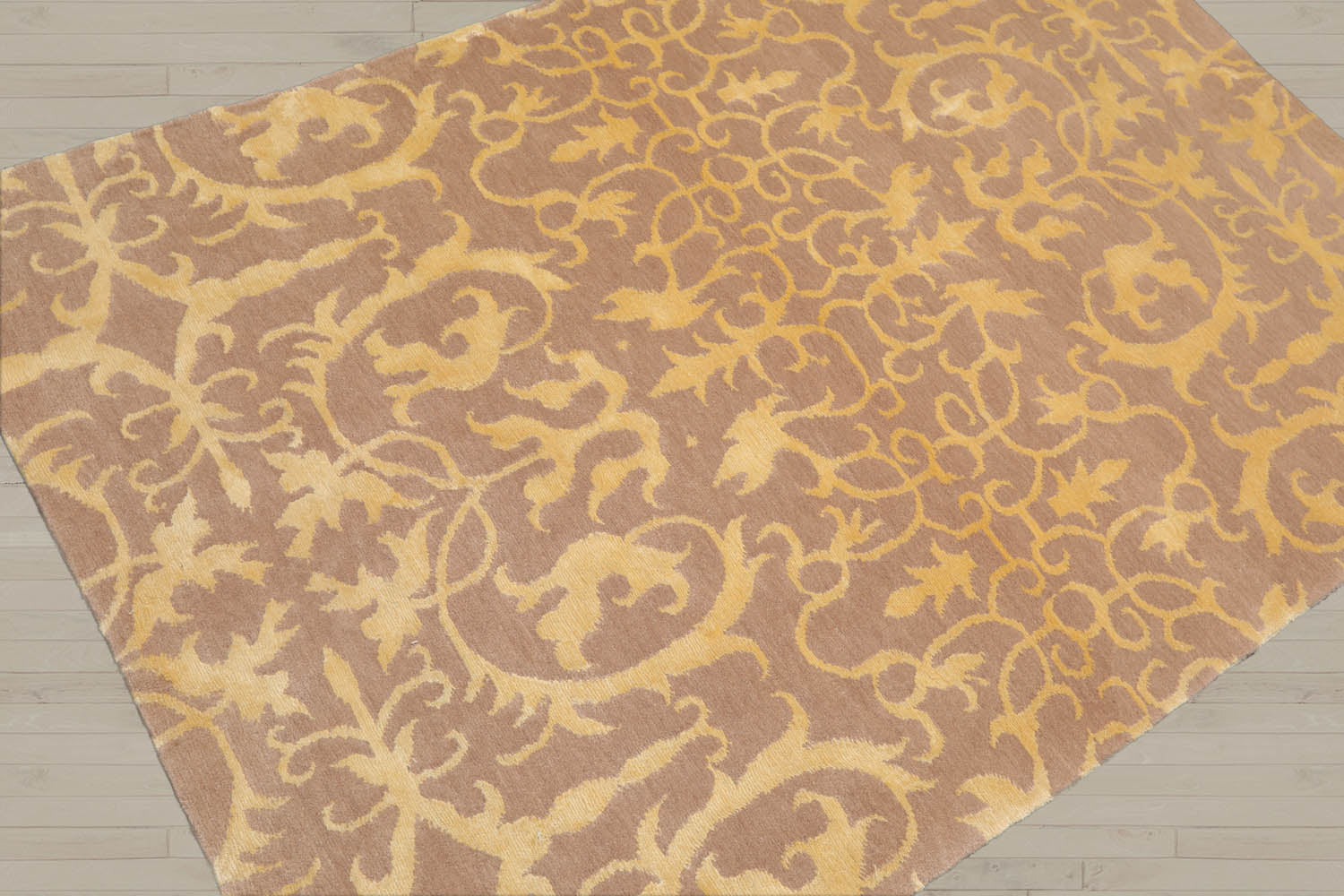 4x6 Beige, Light Gold, Color Hand Knotted Tibetan 100% Wool Transitional Oriental Rug