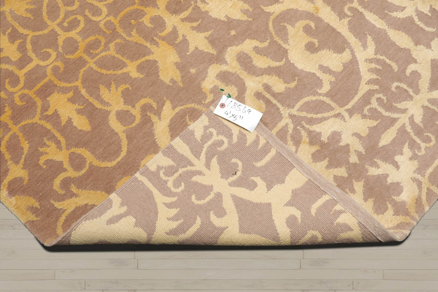 4x6 Beige, Light Gold, Color Hand Knotted Tibetan 100% Wool Transitional Oriental Rug