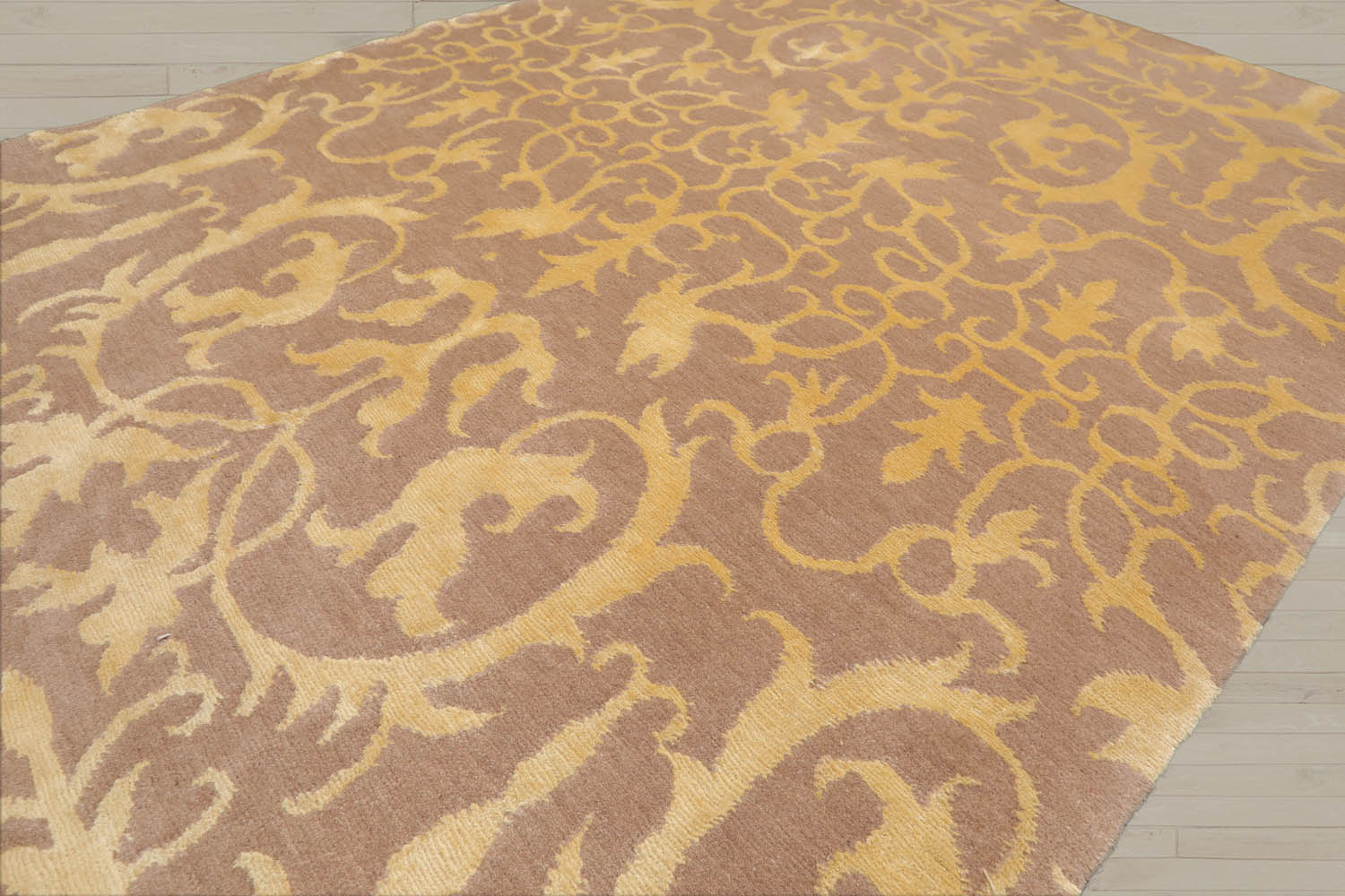 4x6 Beige, Light Gold, Color Hand Knotted Tibetan 100% Wool Transitional Oriental Rug