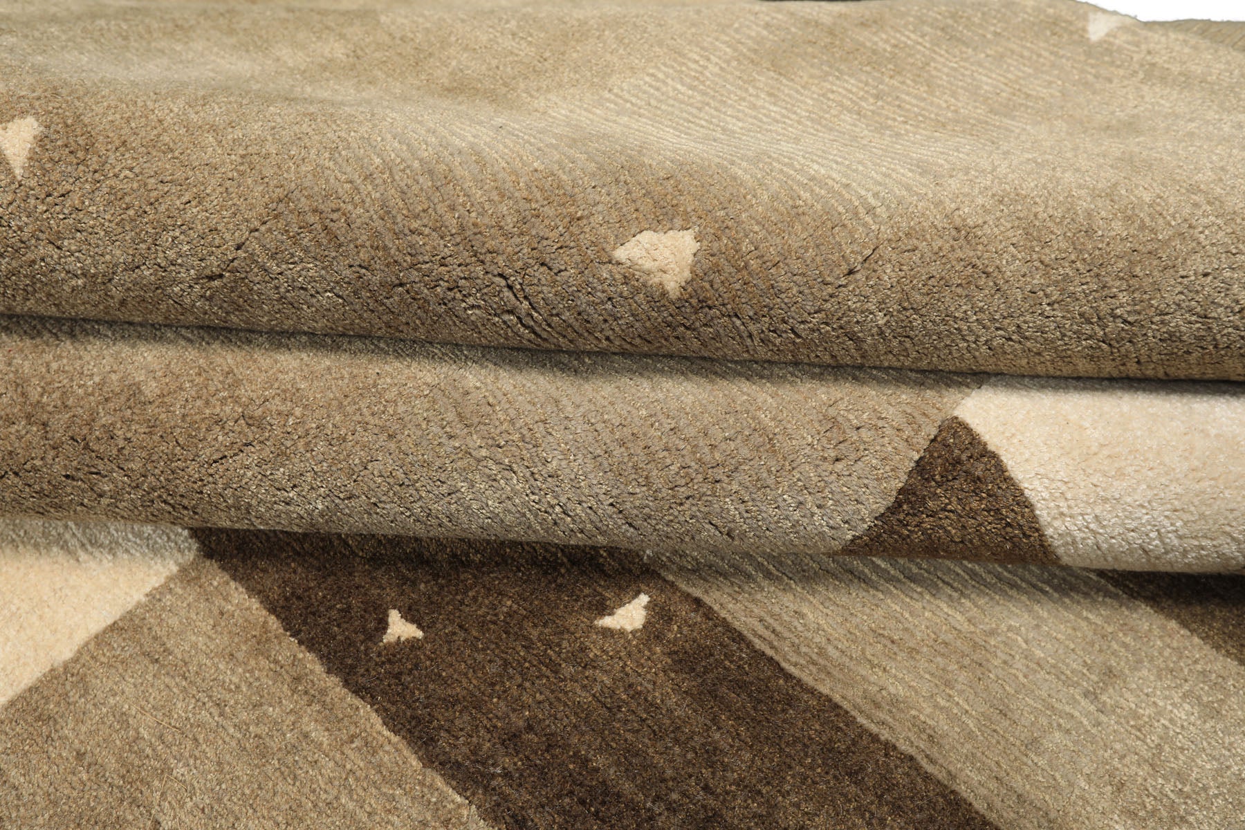 Multi Size Moss Gray Brown Color Hand Knotted Tibetan Wool & Silk Modern & Contemporary Oriental Rug
