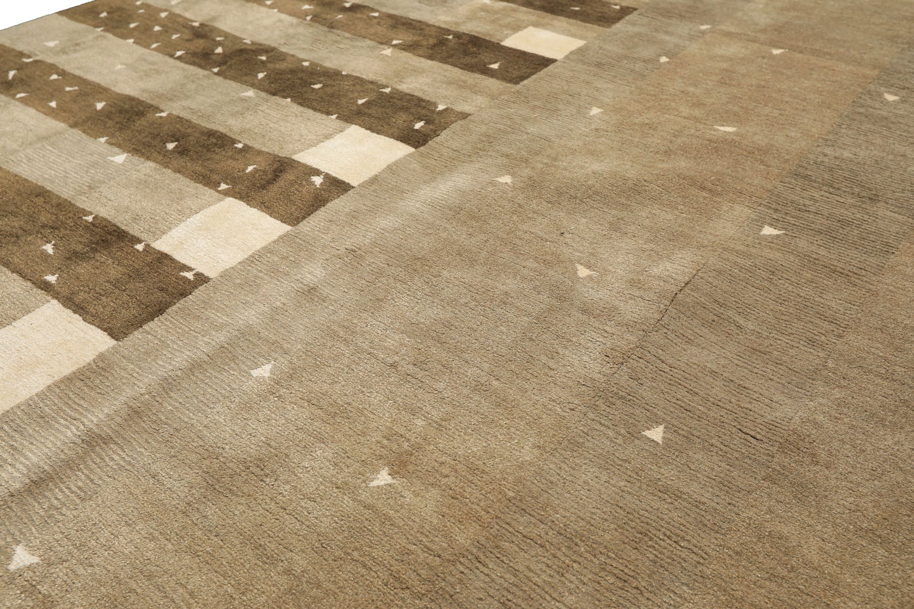 Multi Size Moss Gray Brown Color Hand Knotted Tibetan Wool & Silk Modern & Contemporary Oriental Rug