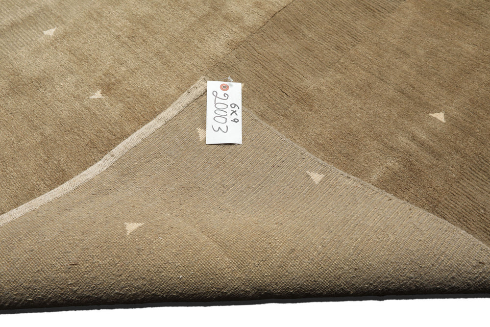 Multi Size Moss Gray Brown Color Hand Knotted Tibetan Wool & Silk Modern & Contemporary Oriental Rug