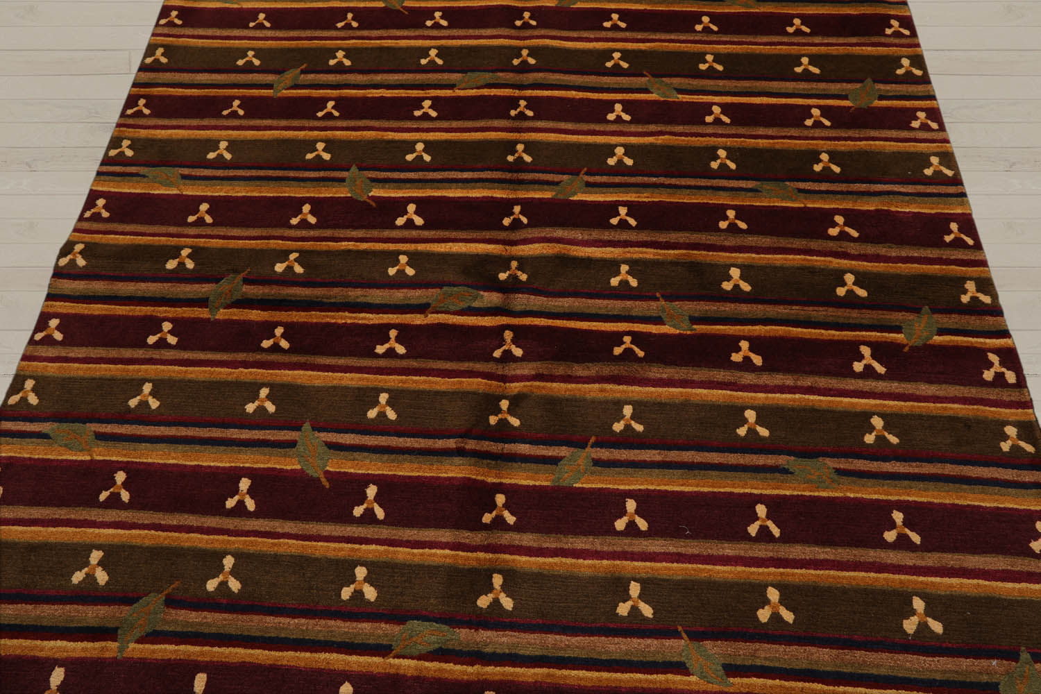 6x9 Green, Rust, Gold Color Hand Knotted Tibetan 100% Wool Transitional Oriental Rug