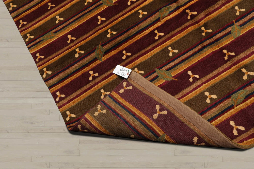6x9 Green, Rust, Gold Color Hand Knotted Tibetan 100% Wool Transitional Oriental Rug