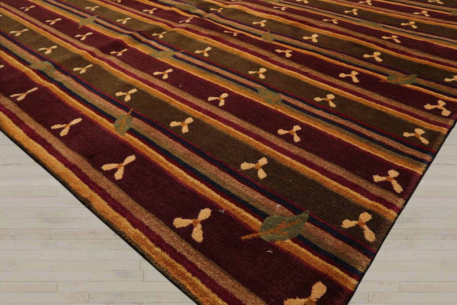6x9 Green, Rust, Gold Color Hand Knotted Tibetan 100% Wool Transitional Oriental Rug