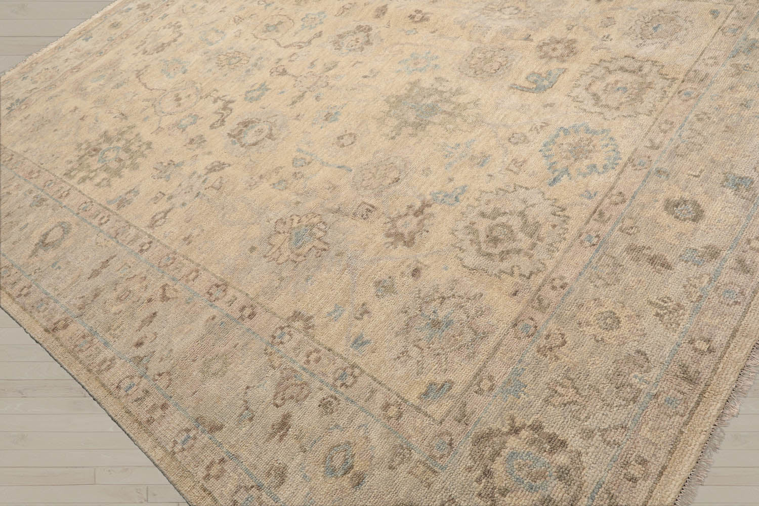 9x12 Beige, Gray, Taupe Color Hand Knotted Oushak Wool Traditional Oriental Rug