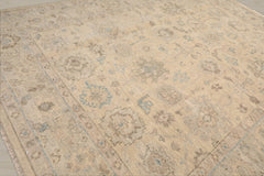 9x12 Beige, Gray, Taupe Color Hand Knotted Oushak Wool Traditional Oriental Rug