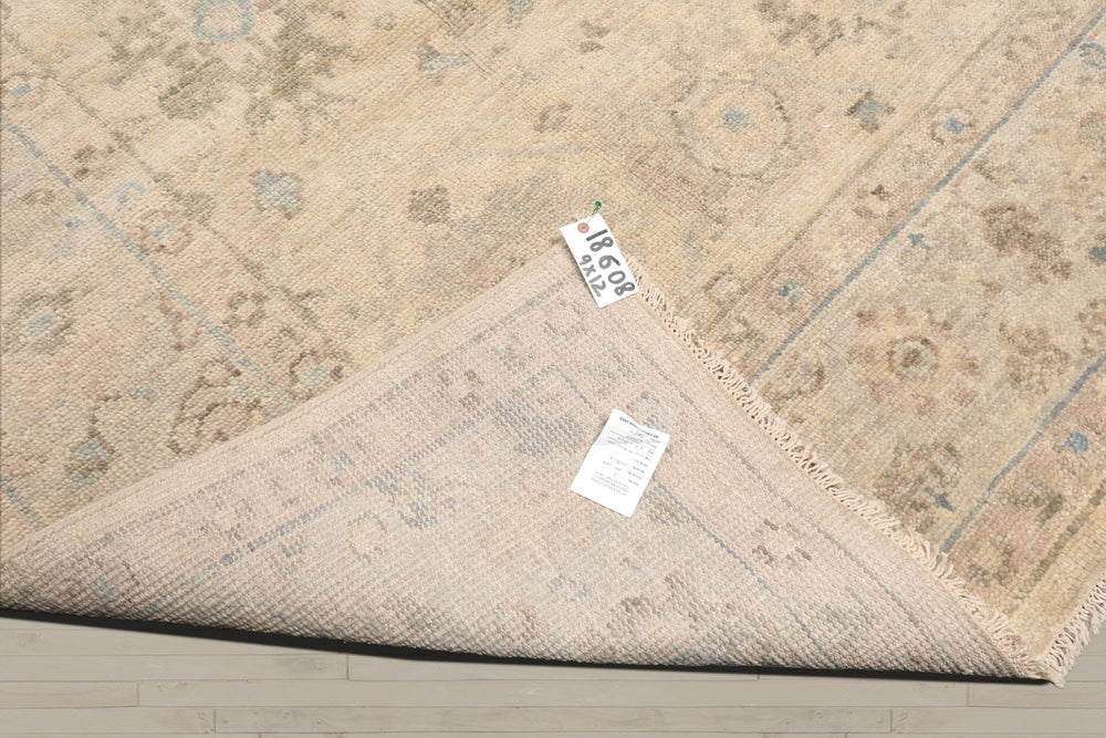 9x12 Beige, Gray, Taupe Color Hand Knotted Oushak Wool Traditional Oriental Rug