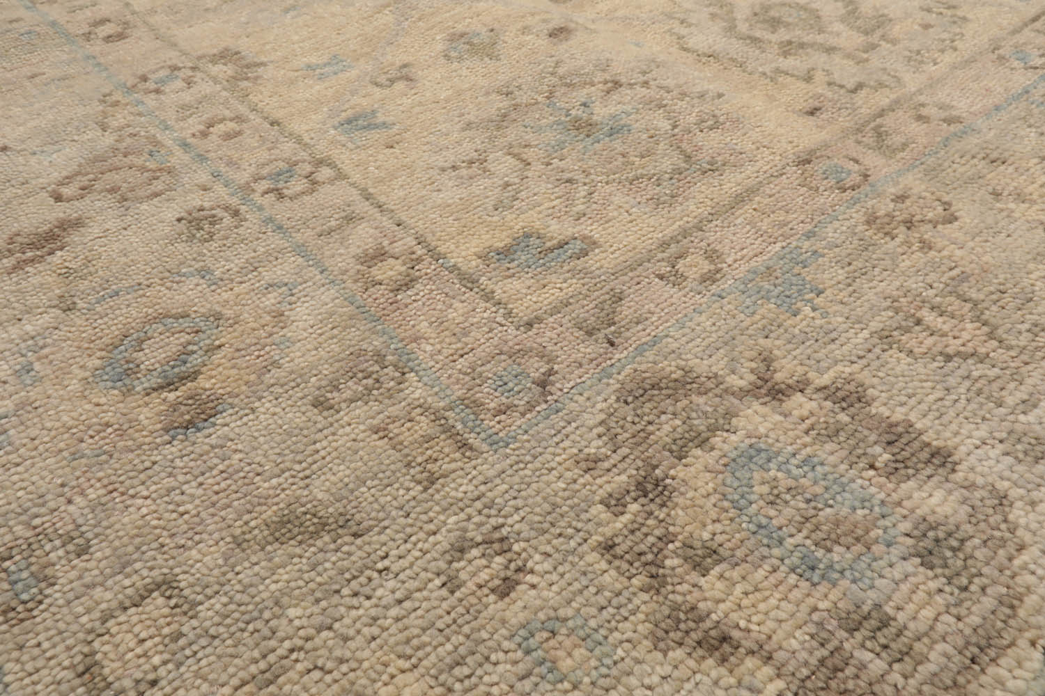 9x12 Beige, Gray, Taupe Color Hand Knotted Oushak Wool Traditional Oriental Rug