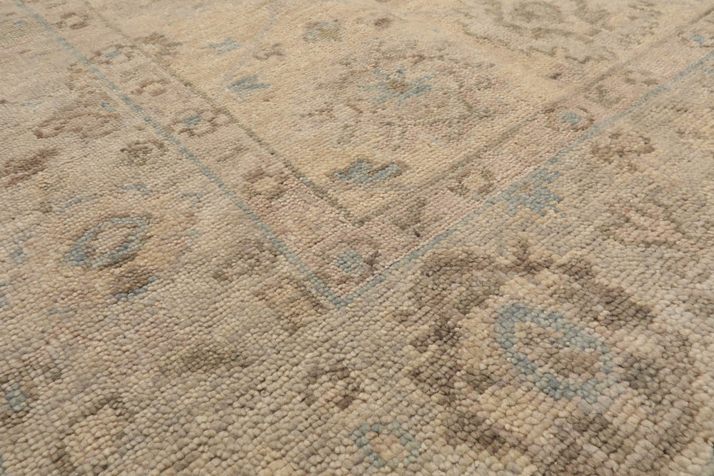 9x12 Beige, Gray, Taupe Color Hand Knotted Oushak Wool Traditional Oriental Rug