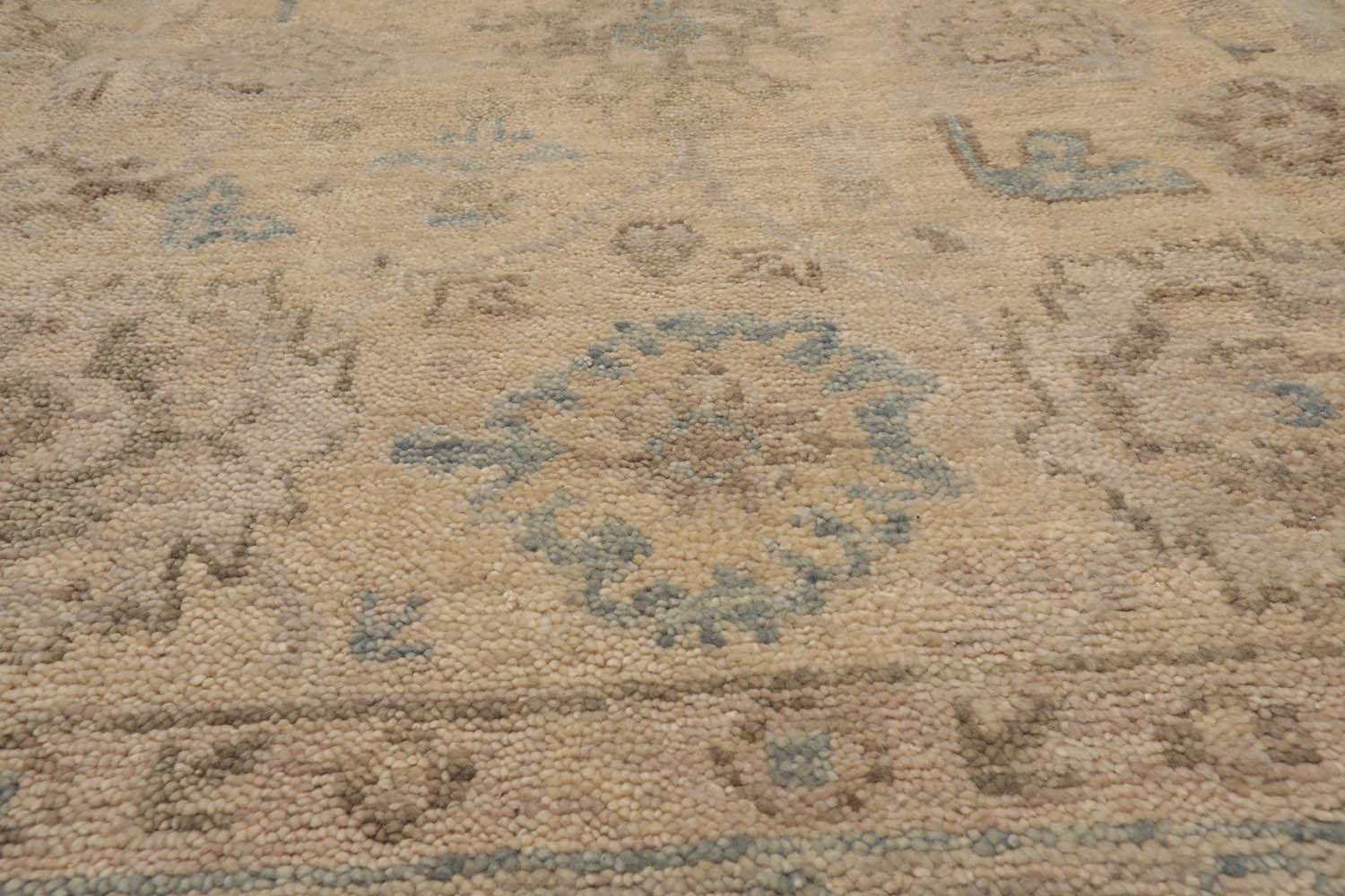 9x12 Beige, Gray, Taupe Color Hand Knotted Oushak Wool Traditional Oriental Rug