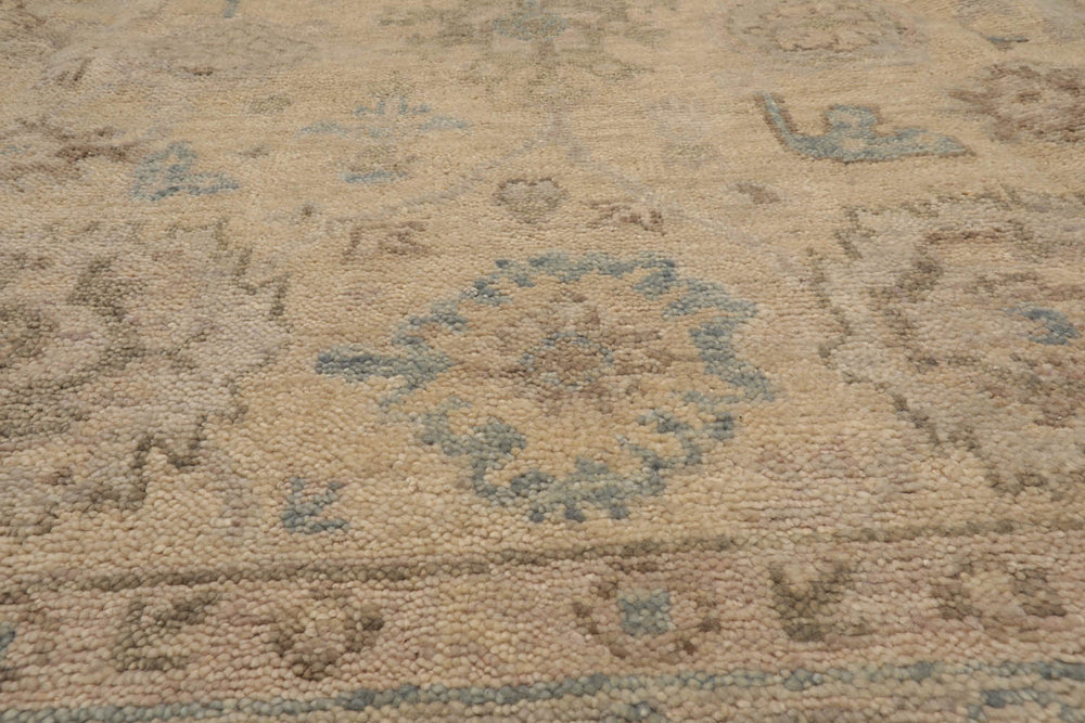 9x12 Beige, Gray, Taupe Color Hand Knotted Oushak Wool Traditional Oriental Rug