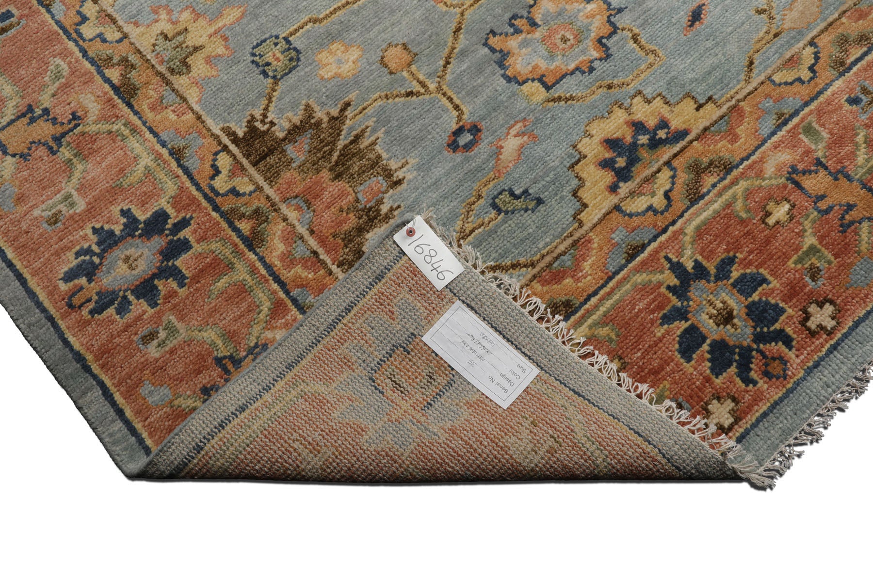 Knotted Rug Blue Orange Hand Knotted Multi Size Wool Turkish Oushak Traditional Rugs