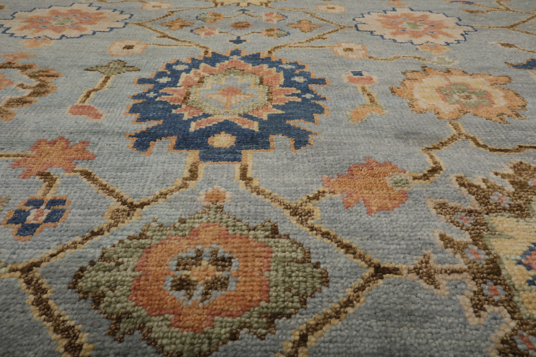 Knotted Rug Blue Orange Hand Knotted Multi Size Wool Turkish Oushak Traditional Rugs