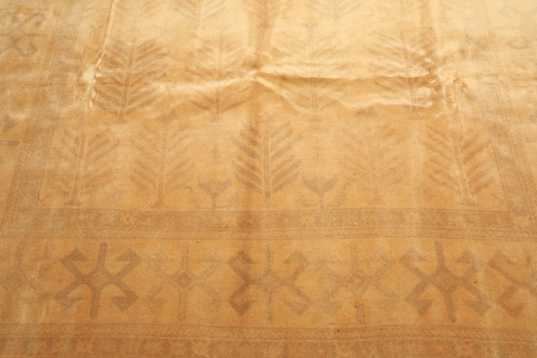 8x10 Tan, Beige, Gray Color Hand Knotted Oushak New Zealand Wool Transitional Oriental Rug