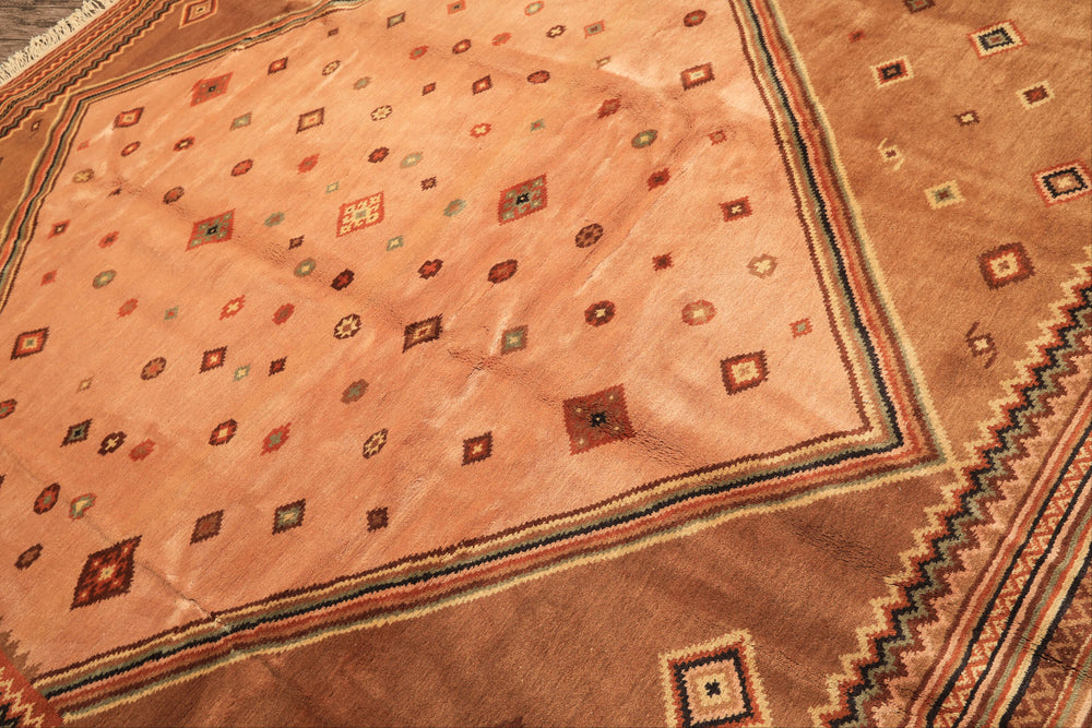8x11 Blush, Brown, Ivory Color Hand Knotted Lori Wool Traditional Oriental Rug