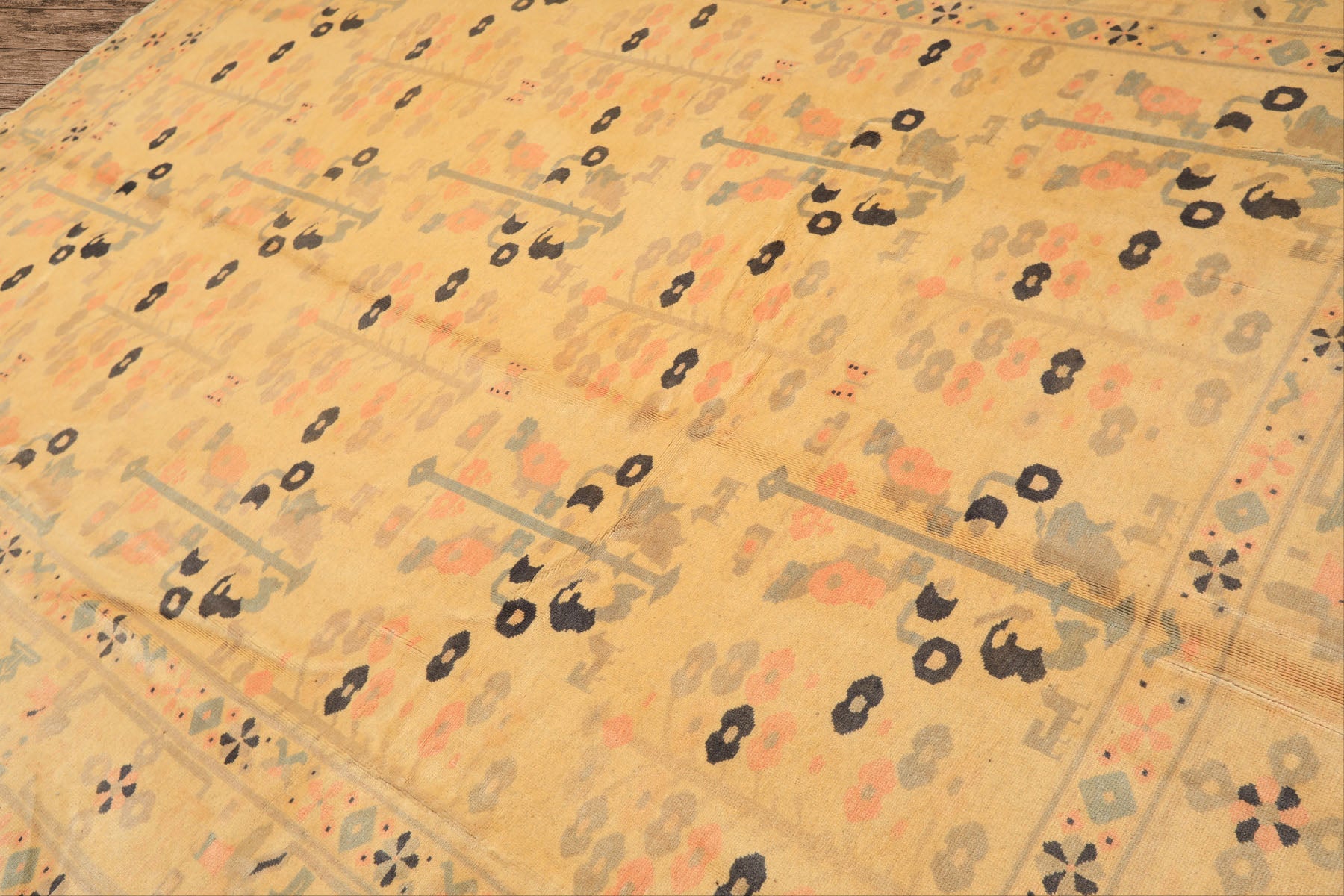 8x11 Ivory, Gray, Blush Color Hand Knotted Turkish Oushak Wool Transitional Oriental Rug