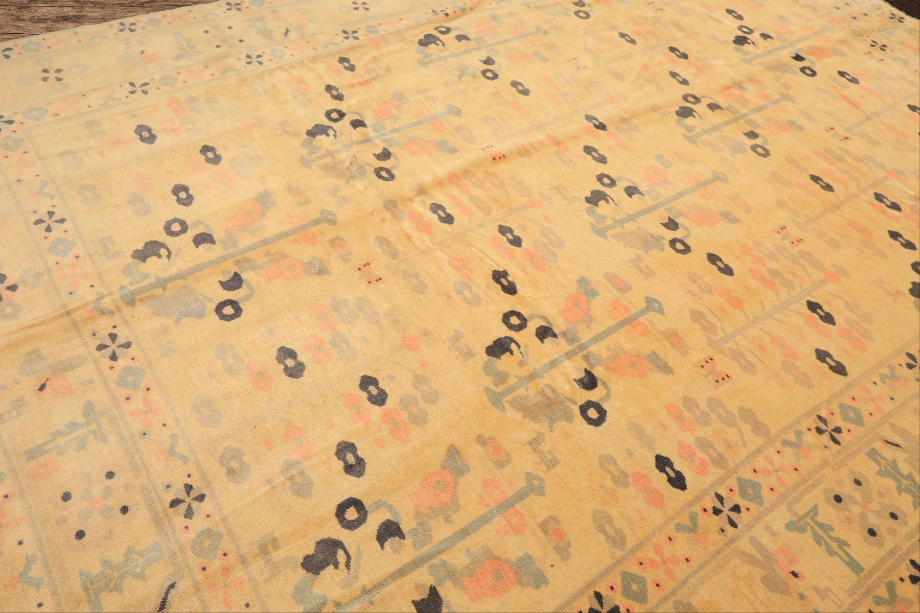8x11 Ivory, Gray, Blush Color Hand Knotted Turkish Oushak Wool Transitional Oriental Rug