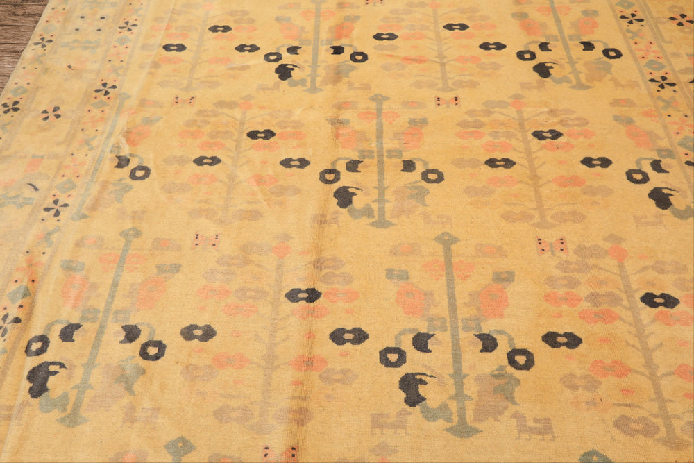 8x11 Ivory, Gray, Blush Color Hand Knotted Turkish Oushak Wool Transitional Oriental Rug