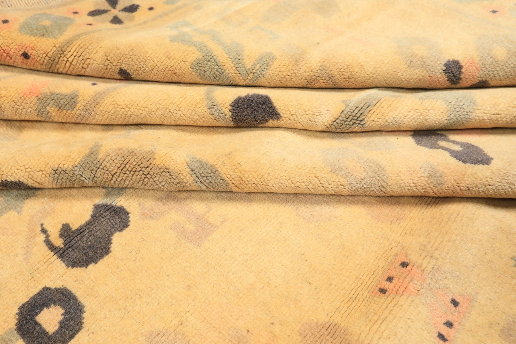 8x11 Ivory, Gray, Blush Color Hand Knotted Turkish Oushak Wool Transitional Oriental Rug