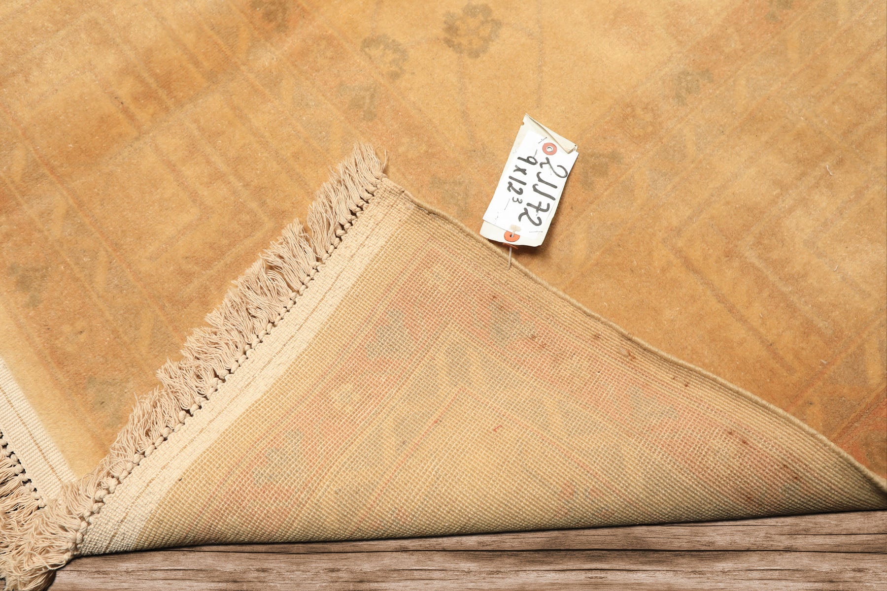 9x12 Tan, Beige, Gray Color Hand Knotted Oushak New Zealand Wool Transitional Oriental Rug
