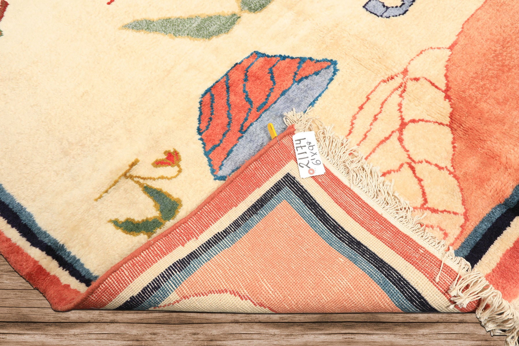6x9 Ivory, Blush, Red Color Hand Knotted Gabbeh Wool Modern & Contemporary Oriental Rug