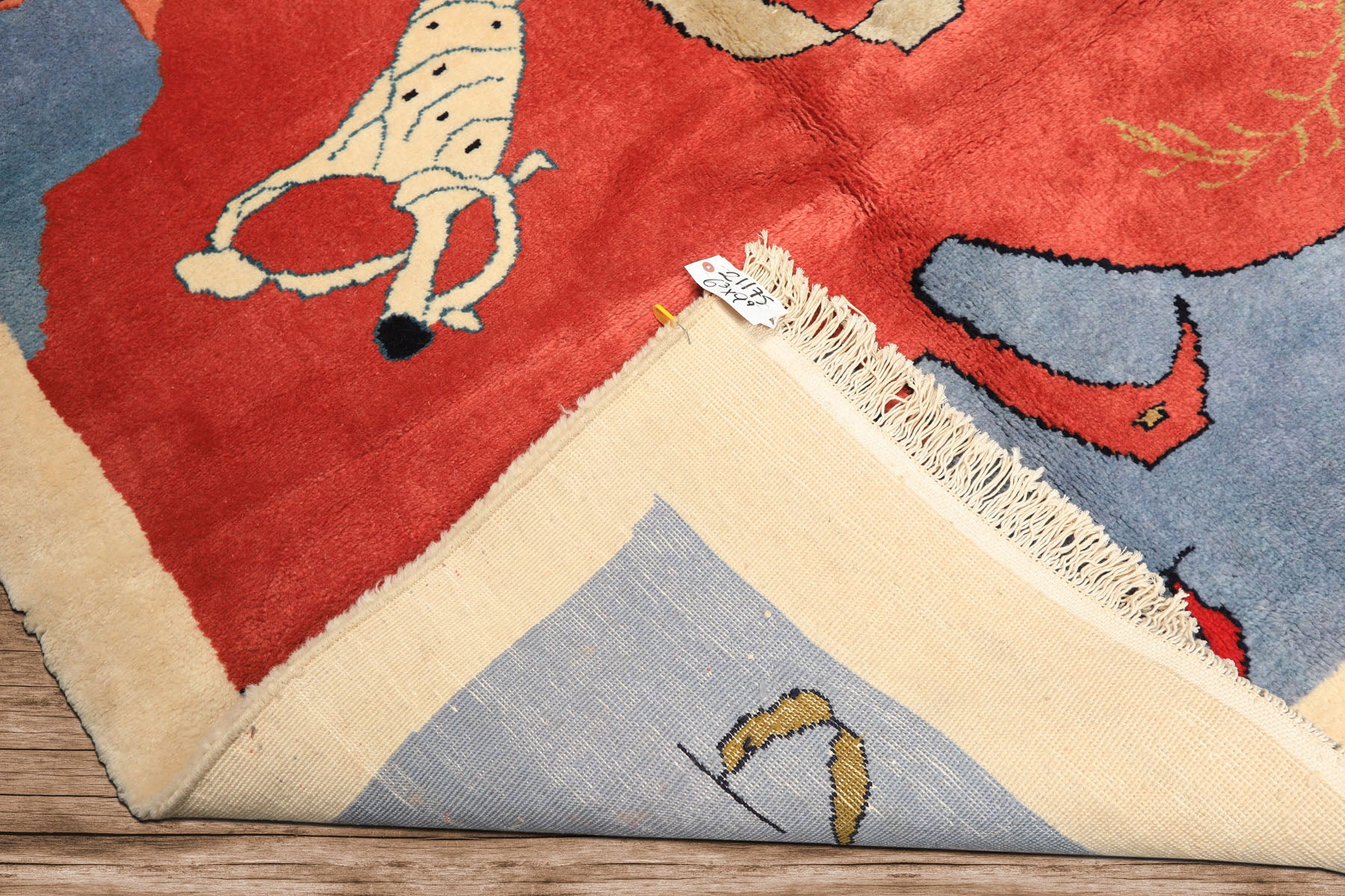 6x9 Coral, Ivory, Gold Color Hand Knotted Gabbeh Wool Modern & Contemporary Oriental Rug