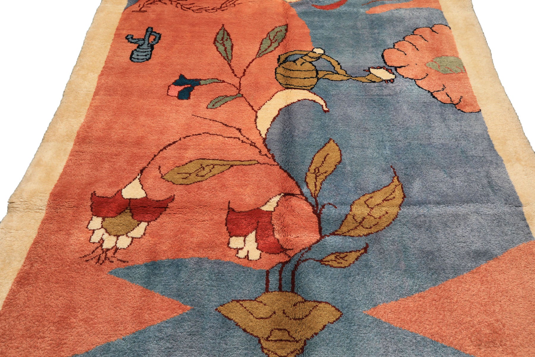 6x9 Blue, Blush, Lime Color Hand Knotted Gabbeh Wool Modern & Contemporary Oriental Rug