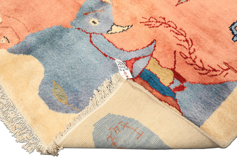6x9 Blue, Blush, Lime Color Hand Knotted Gabbeh Wool Modern & Contemporary Oriental Rug