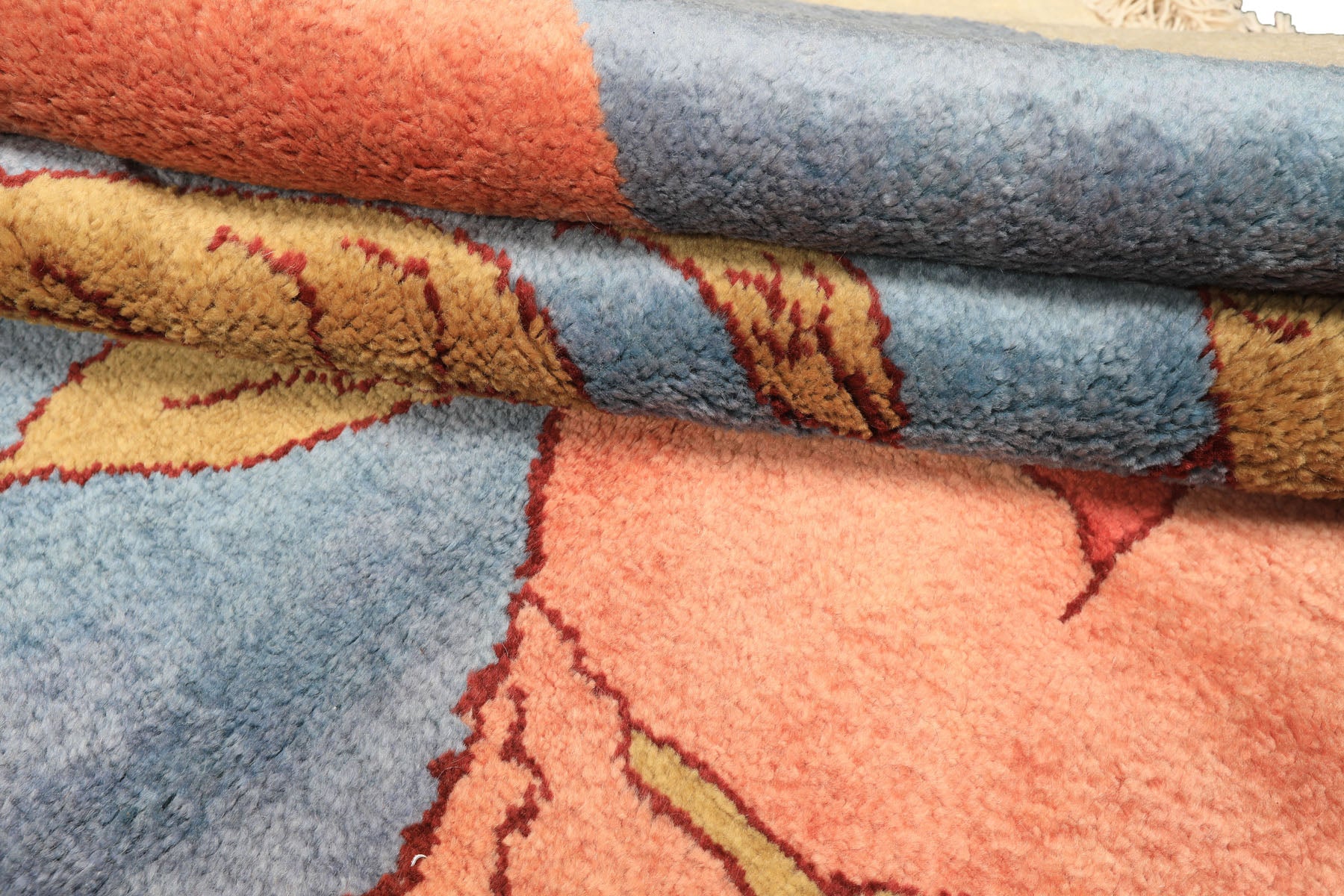6x9 Blue, Blush, Lime Color Hand Knotted Gabbeh Wool Modern & Contemporary Oriental Rug