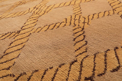 8x10 Tan, Gold, Chocolate Color Hand Knotted Tibetan Wool Transitional Oriental Rug