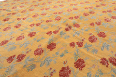 8x10 Gold, Blue, Rust Color Hand Knotted Tibetan Wool Transitional Oriental Rug