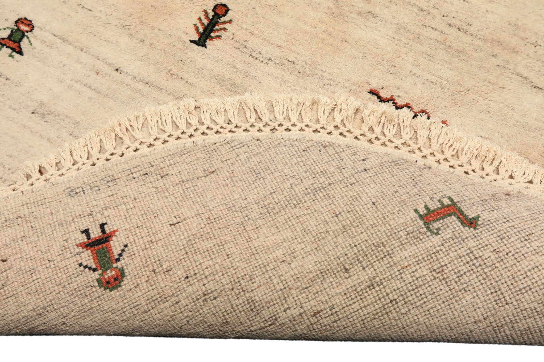 Round Beige, Black, Orange Color Hand Knotted Gabbeh Wool Modern & Contemporary Oriental Rug