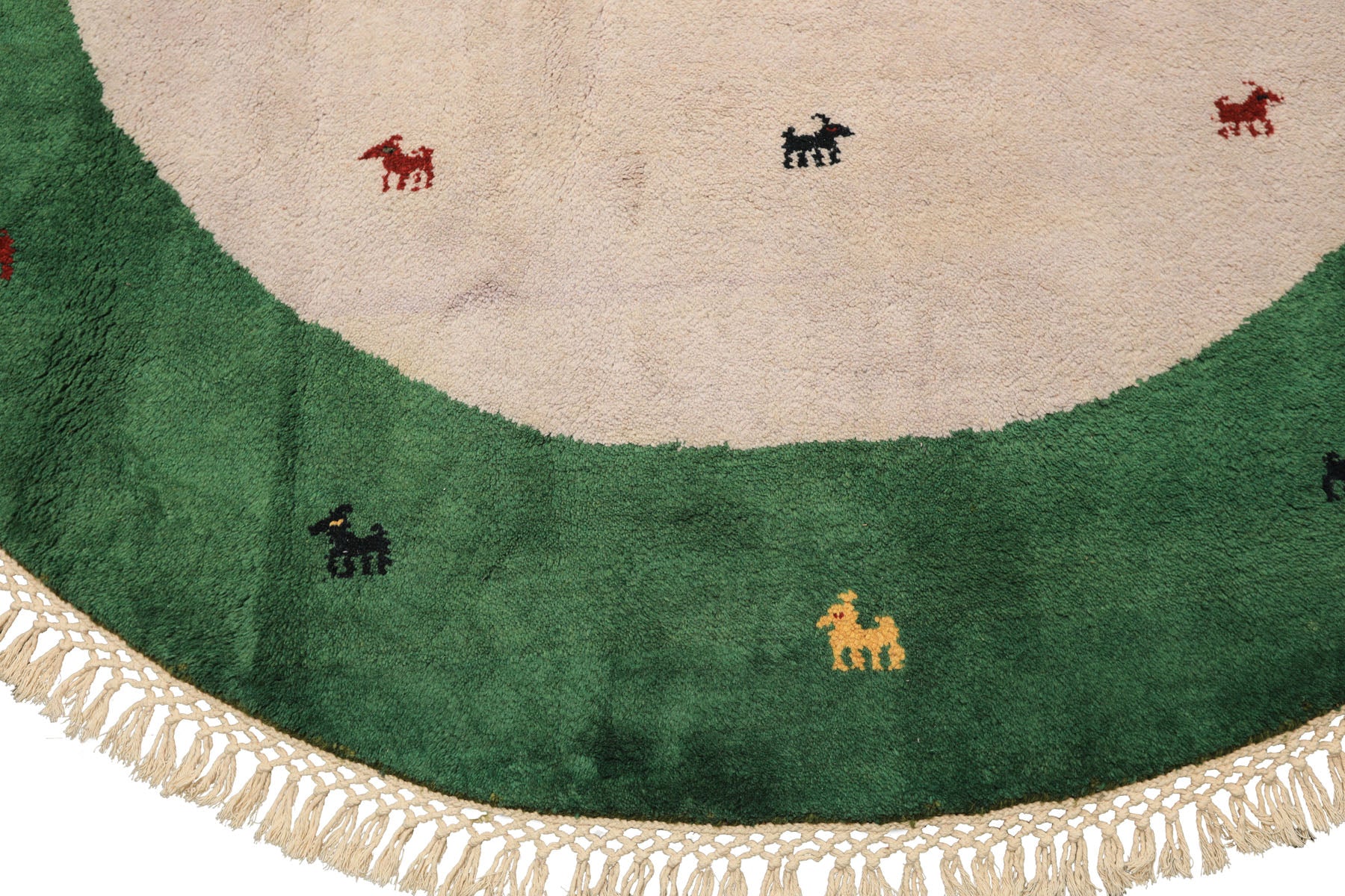 Round Faded Lavender, Green, Gold Color Hand Knotted Gabbeh Wool Modern & Contemporary Oriental Rug
