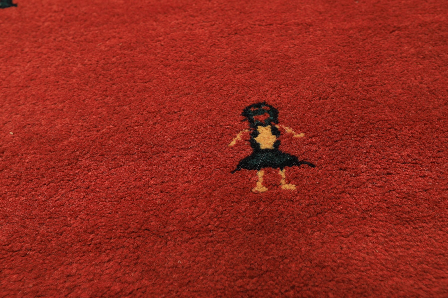 Round Coral, Gold, Black Color Hand Knotted Gabbeh Wool Modern & Contemporary Oriental Rug