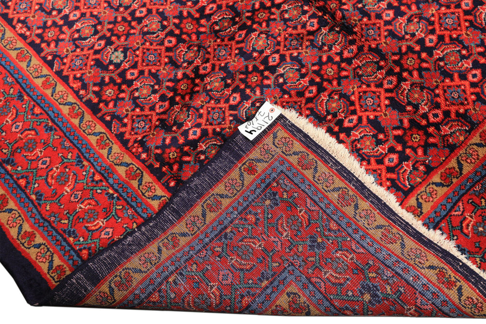 7x10 Navy, Coral, Aqua Color Hand Knotted Mahal Sarouk Wool Traditional Oriental Rug