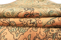 10x14 Peach, Beige, Celadon Color Hand Knotted Tabriz Wool Traditional Oriental Rug